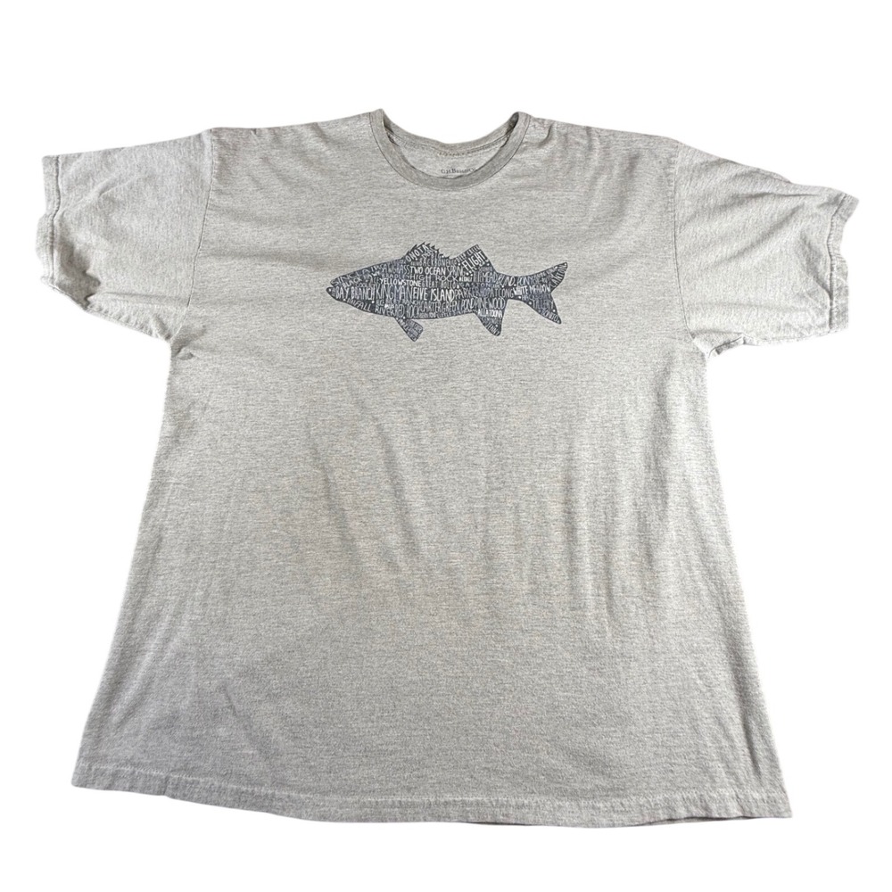 G.H. Bass &‎ Co. Mens T Shirt Gray Fish Graphic Short Sleeve Crew Neck Tee 2X